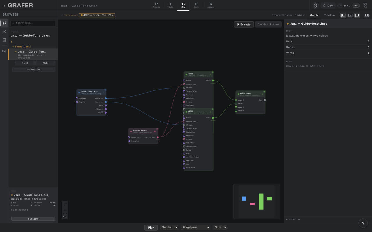 The node graph of Jazz — Guide-Tone Lines in grafer's Graf editor